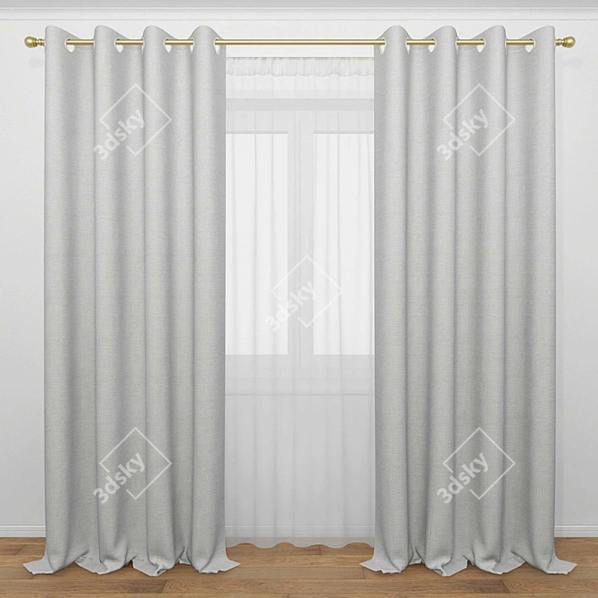 Elegant Window Curtains 3D model image 1