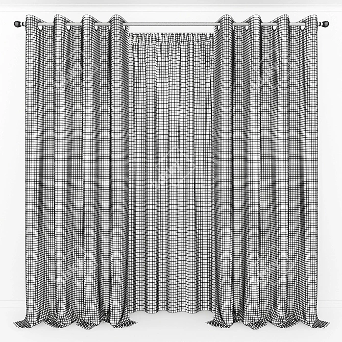 Elegant Window Curtains 3D model image 2