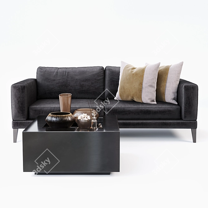 Darcey 3-Seat Sofa: Sleek and Sophisticated 3D model image 1
