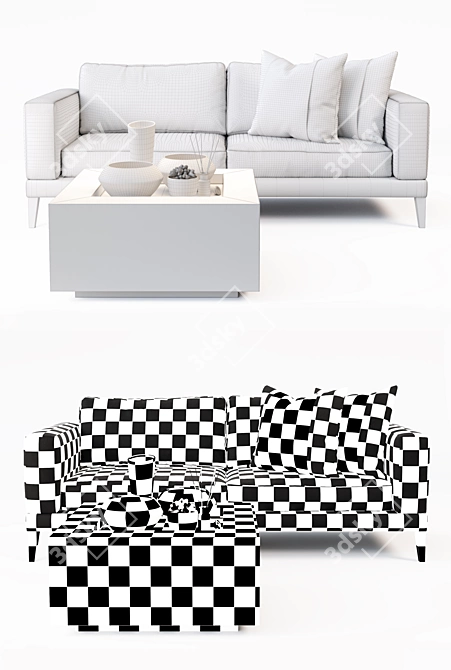 Darcey 3-Seat Sofa: Sleek and Sophisticated 3D model image 3