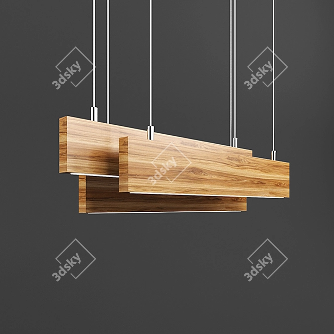 Rustic Wooden Chandelier 3D model image 1