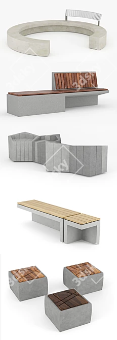 Modern Urban Furniture Set 3D model image 2