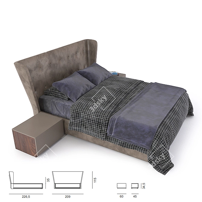 Luxury Saloni-Martin Bed Set 3D model image 2