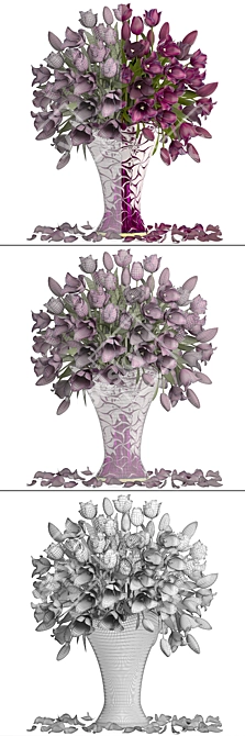 Spring Tulip Bouquet 3D model image 3