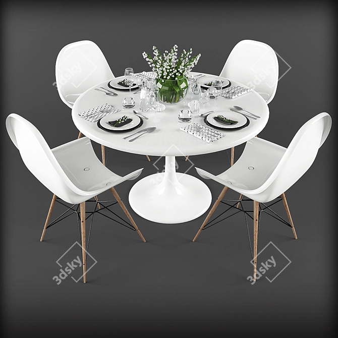 Lush Lily Table Setting 3D model image 1