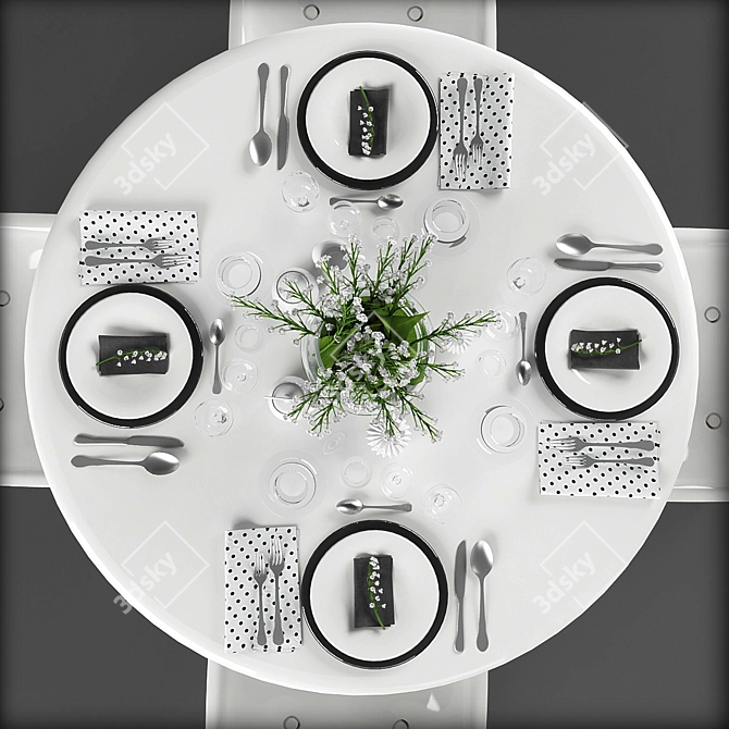 Lush Lily Table Setting 3D model image 2