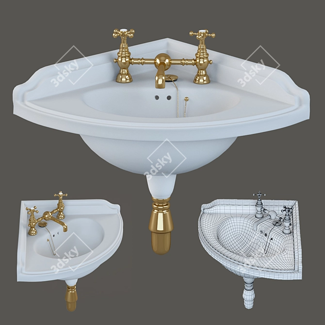 Elegant Corner Washbasin 3D model image 1