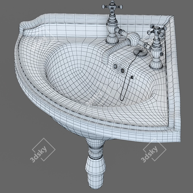 Elegant Corner Washbasin 3D model image 2