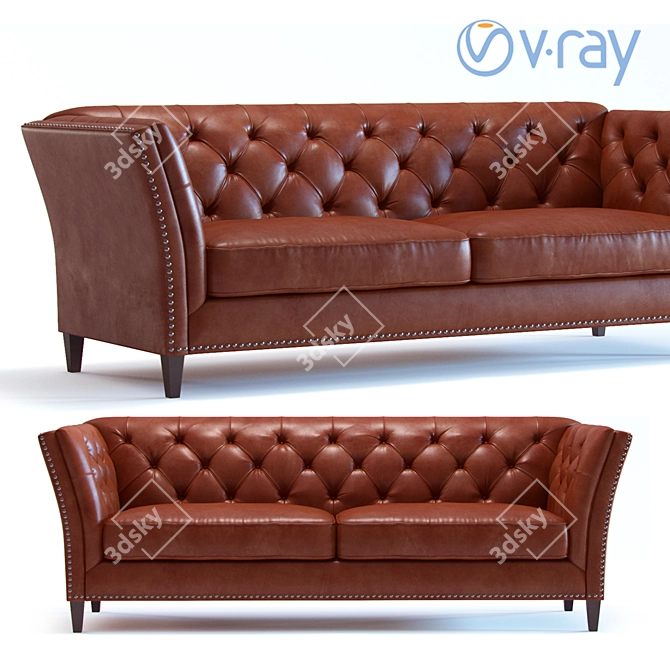 Luxury Leather Tufted Sofa 3D model image 1