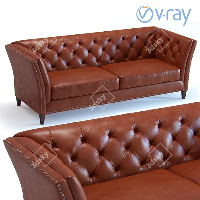 Luxury Leather Tufted Sofa 3D model image 2