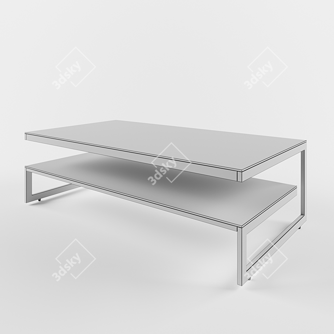 Bronze Metal and Transparent Glass Coffee Table 3D model image 2