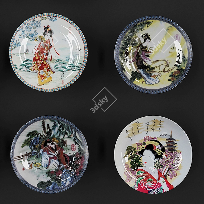 Elegant Decorative Plate 16 3D model image 3