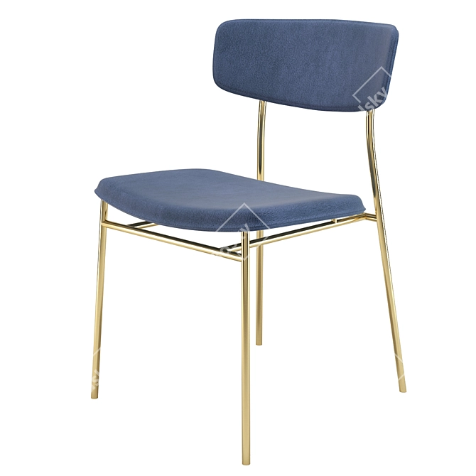 Retro Chic FIFTIES Chair: Metal Frame with Elegant Velvet 3D model image 1