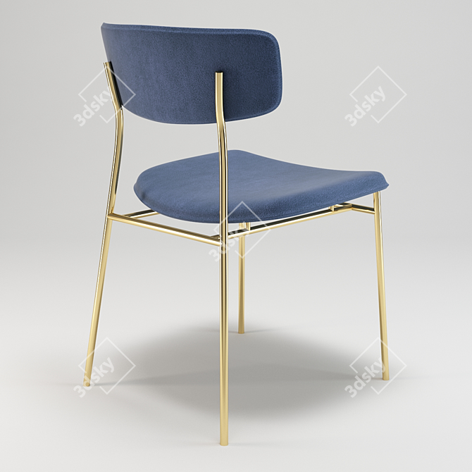 Retro Chic FIFTIES Chair: Metal Frame with Elegant Velvet 3D model image 2