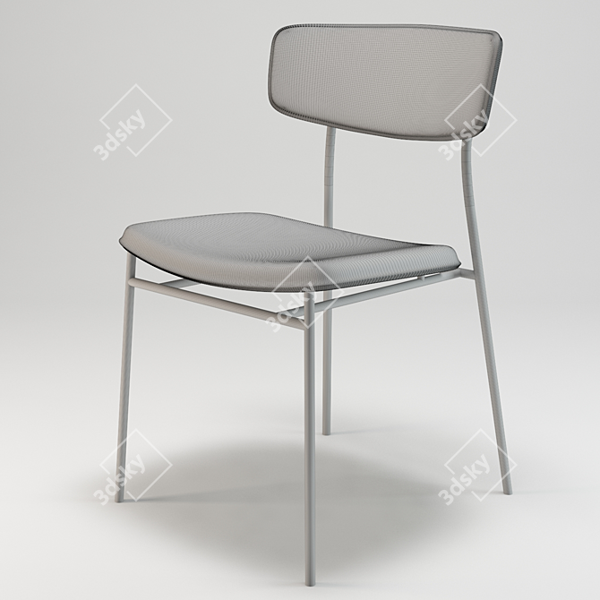 Retro Chic FIFTIES Chair: Metal Frame with Elegant Velvet 3D model image 3