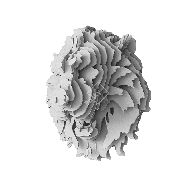 Regal Plywood Lion Wall Sculpture 3D model image 3