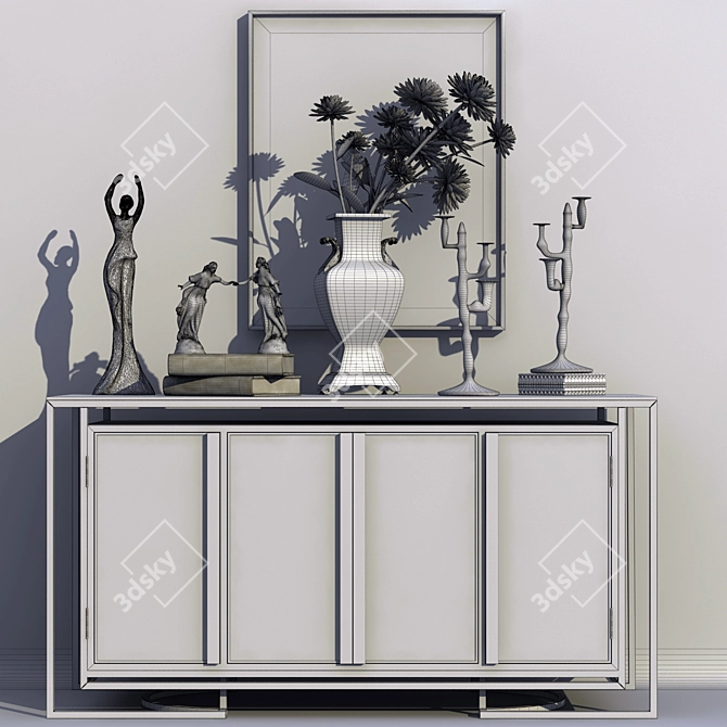 Elegant Gold Collection: Dresser, Vase, Figurine 3D model image 2