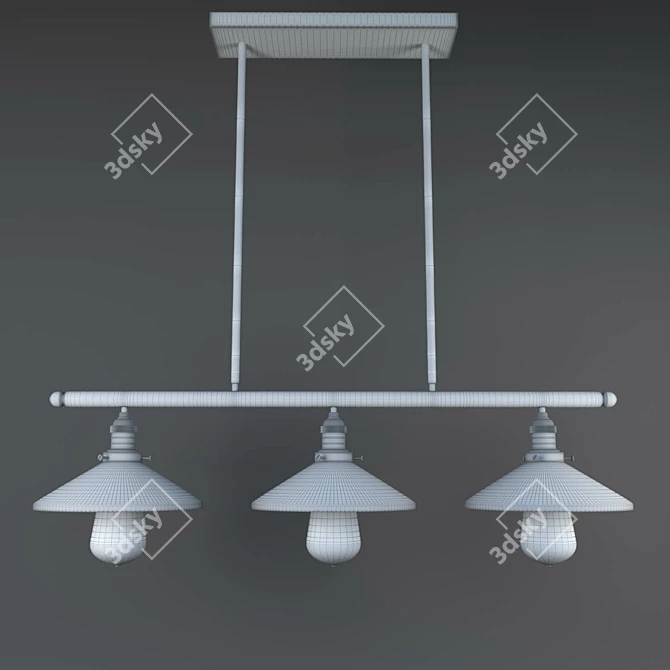 Stylish Crossbar Ceiling Light 3D model image 3