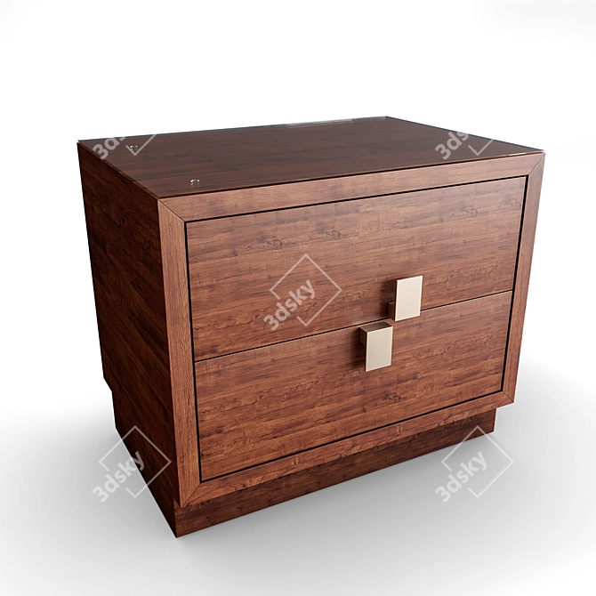 Glass-Topped Bedside Table 3D model image 1