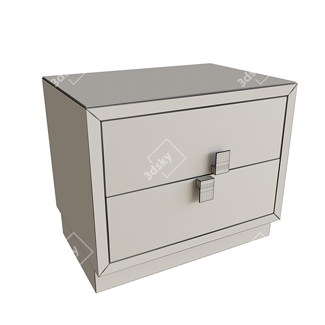 Glass-Topped Bedside Table 3D model image 3