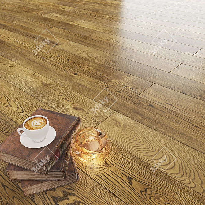 Black Patina Parquet Tiles 3D model image 1