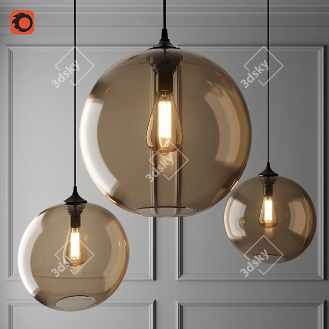 Elegant Solitaire Pendant Lamp 3D model image 1