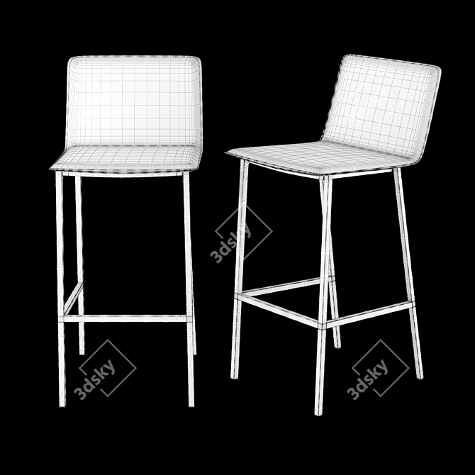 Sleek Carbon Leather Bar Stools 3D model image 2