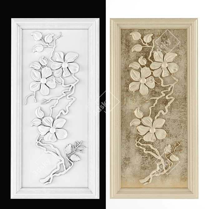 Elegant Gypsum Bas-relief 3D model image 1