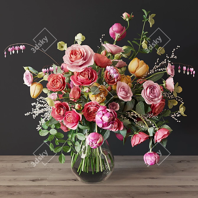 Elegant Rose Bouquet 3D model image 1