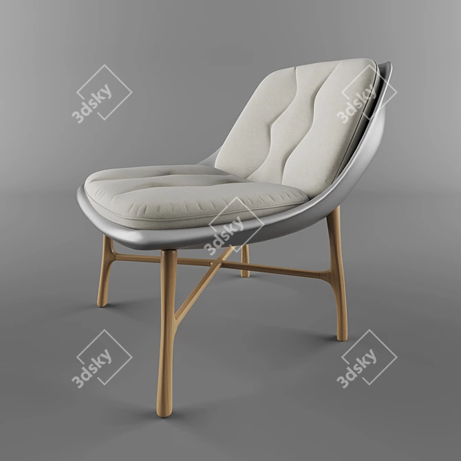 Elegant Bordeaux White Chair 3D model image 1
