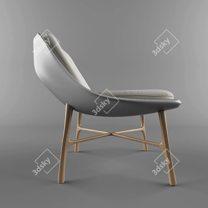 Elegant Bordeaux White Chair 3D model image 2