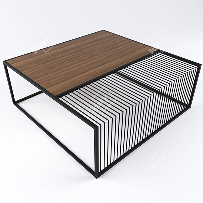 Elegant Wood & Metal Coffee Table 3D model image 1
