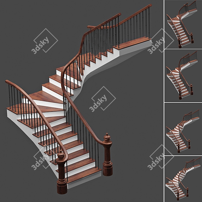 4-Style Stair Set: Transform Your Space 3D model image 1