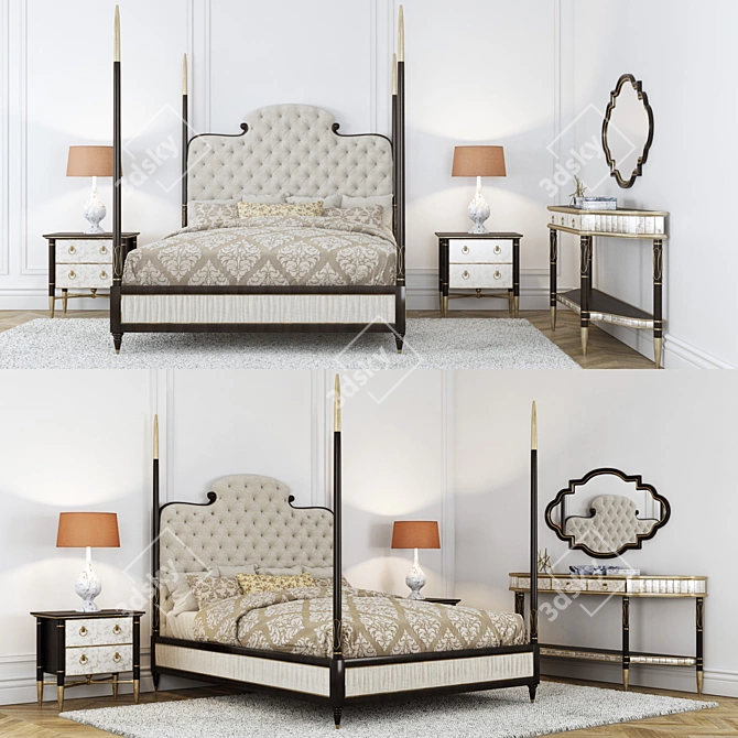 Caracole Everly King Bed Ensemble 3D model image 1