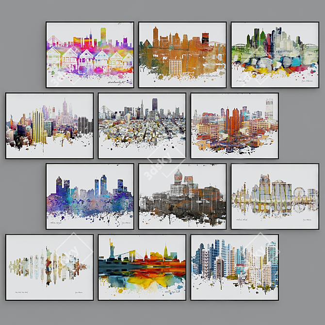 Urban Cityscape Art Print 3D model image 1