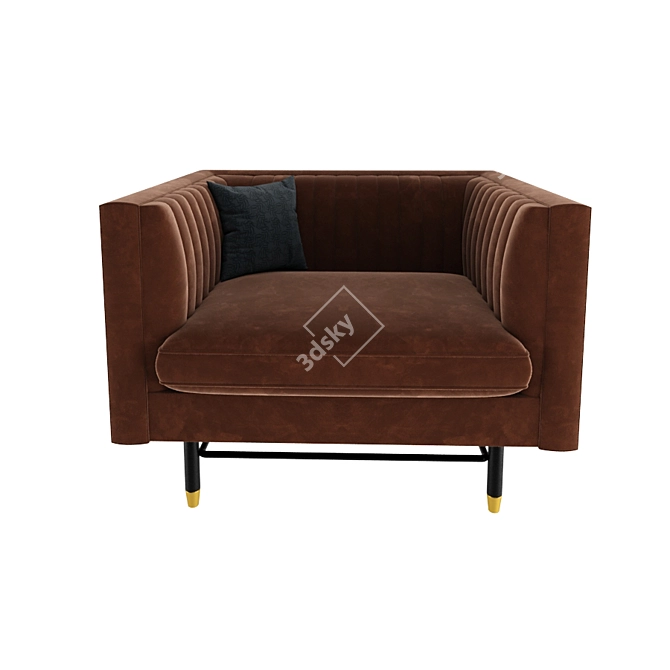 Elegant Chelsea Armchair with Pillow 3D model image 2