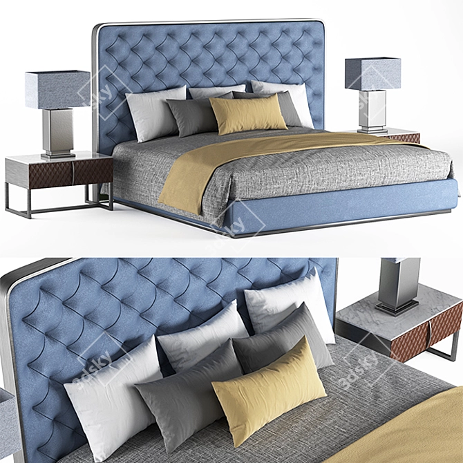 Sleek Modern Bed 3D model image 1