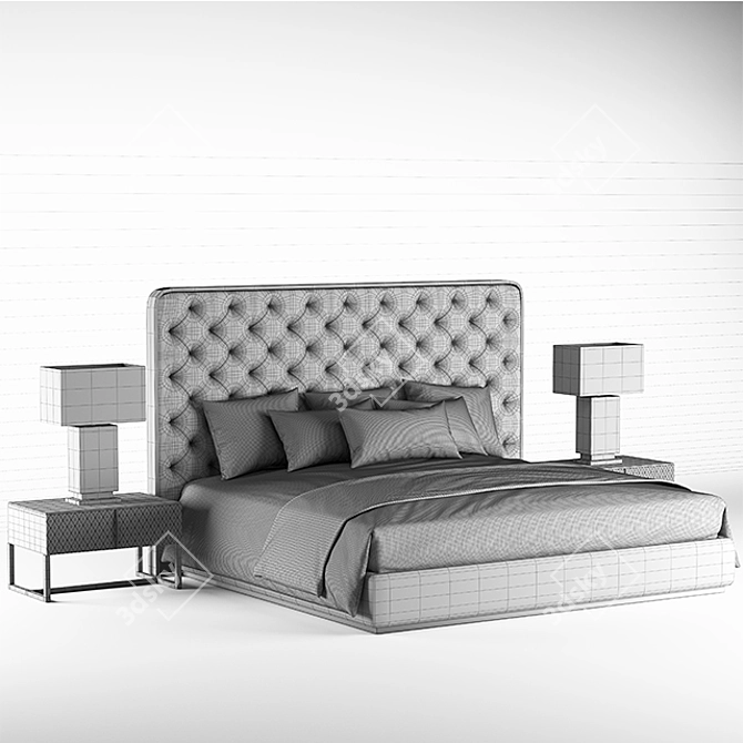 Sleek Modern Bed 3D model image 3