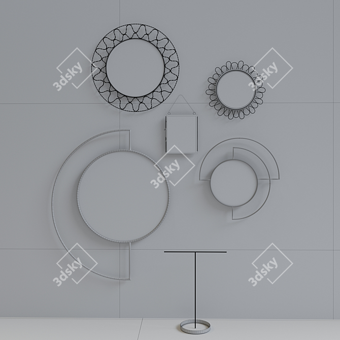 Metallic Decor Set: Frames, Stand & Mirrors 3D model image 2