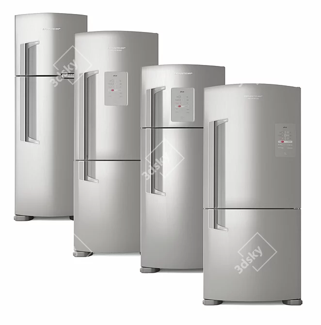 Whirlpool-Brastemp 8 Fridges: 4 Stainless Steel & 4 White 3D model image 1