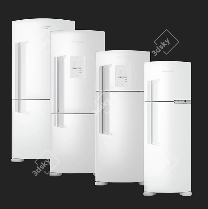 Whirlpool-Brastemp 8 Fridges: 4 Stainless Steel & 4 White 3D model image 2