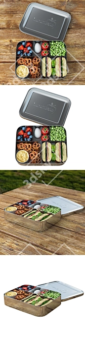 Ultimate Bento Box: 5-Compartment Stainless Steel Container 3D model image 3