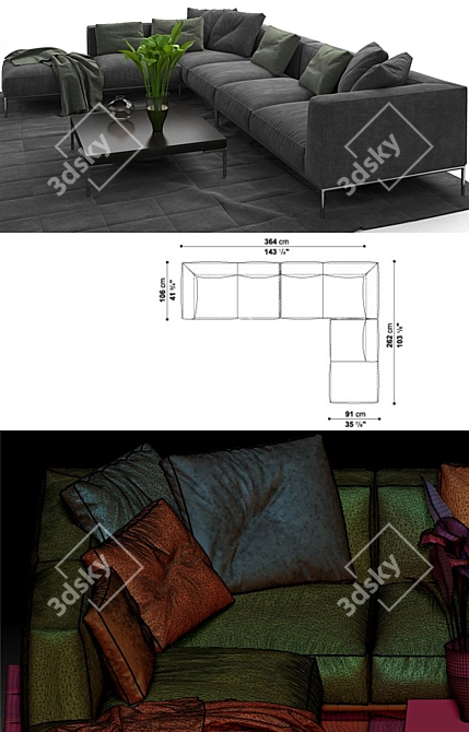 Contemporary Comfort: FRANK SOFA 3D model image 3