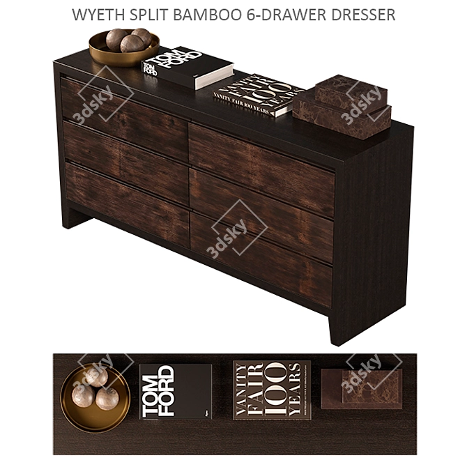 Wyeth Split Bamboo Dresser: Exquisite African-inspired Luxury 3D model image 1