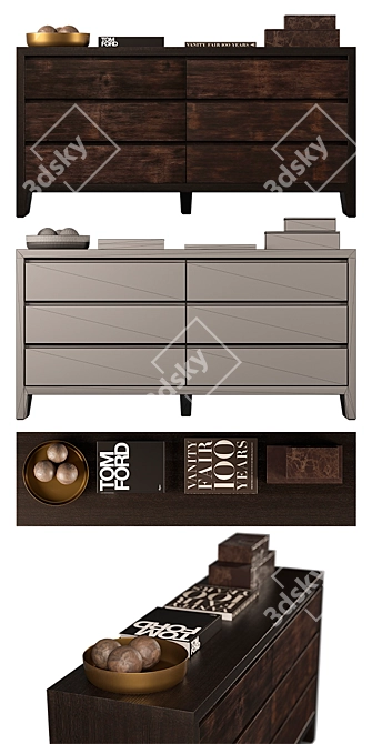 Wyeth Split Bamboo Dresser: Exquisite African-inspired Luxury 3D model image 3