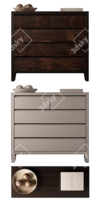 Wyeth Bamboo 5 Drawer Dresser 3D model image 3