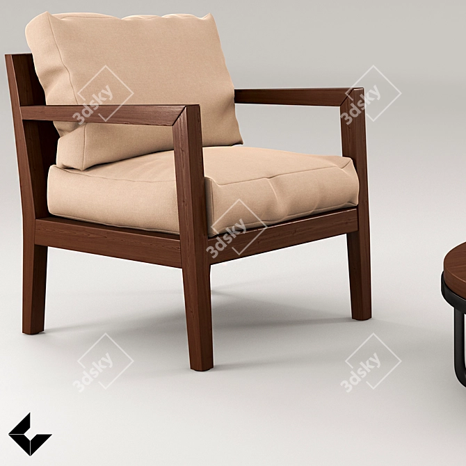 Cozy Armchair with Coffee Table 3D model image 2