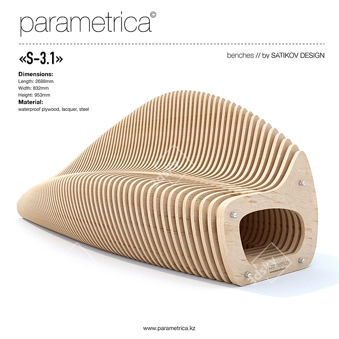 Parametrica Bench S-3.1: Innovative Design, Indoor and Outdoor Use 3D model image 1