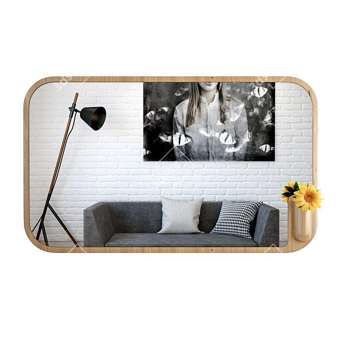 Elegant Reflective Muse Mirror 3D model image 1