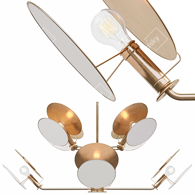 Elegant Antique Brass Chandelier 3D model image 2